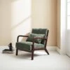 Fauteuil Scandinave Velours Côtelé Et Bois D'hévéa Wengé