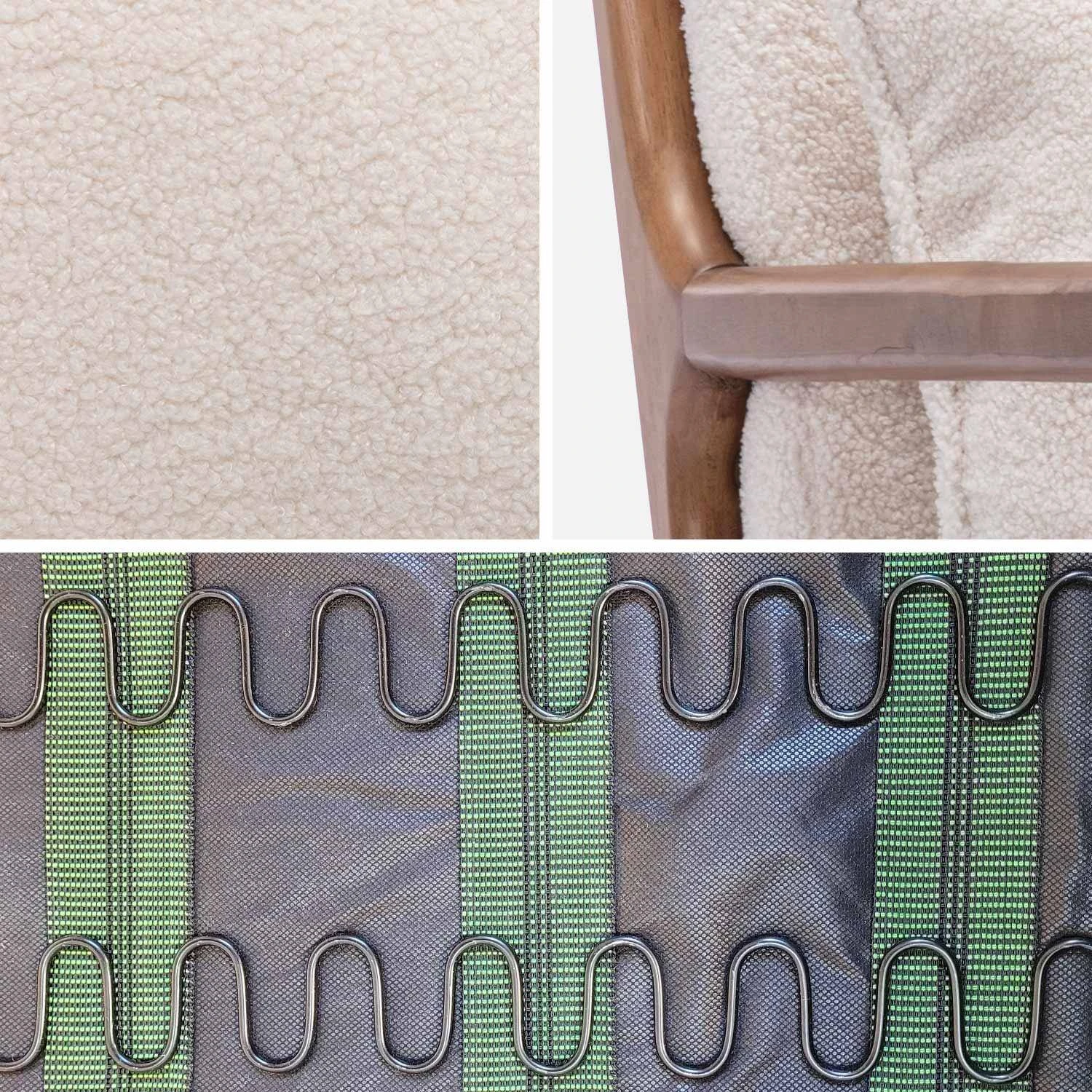 Fauteuil Scandinave Bouclettes Et Bois D'hévéa Teinté Noyer Clair 6 Fauteuil Scandinave Bouclettes Et Bois D'hévéa Teinté Noyer Clair – Image 6