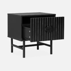 Table De Chevet Effet Bois Rainuré Noir -Mobilier de maison ibazbedside 57bcace4b030a3c34b7483bb6fc566e5