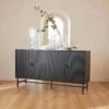 Buffet Effet Bois Rainuré Noir 4 Portes 157,5 Cm