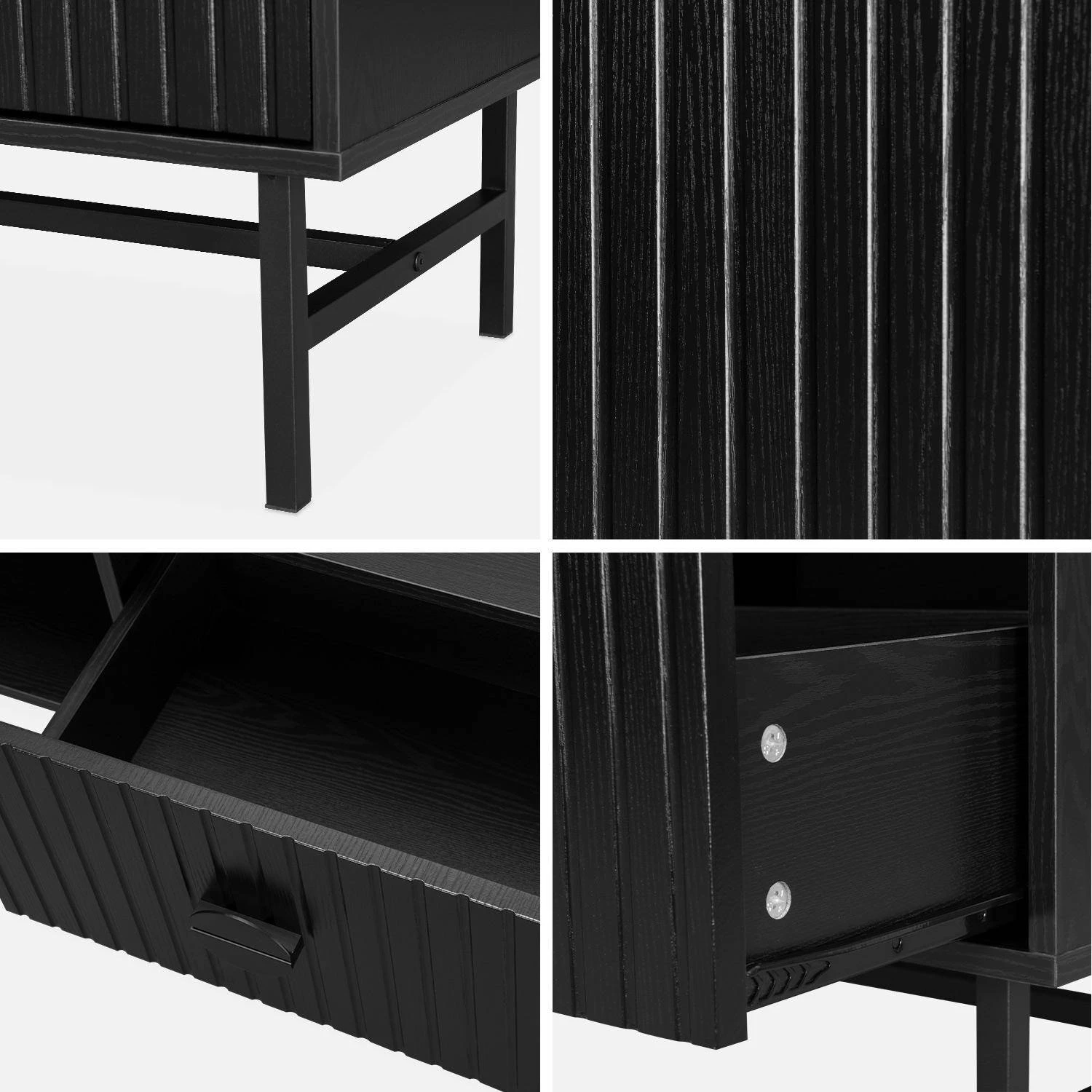 Table Basse Effet Bois Rainuré Noir 8 Table Basse Effet Bois Rainuré Noir – Image 8