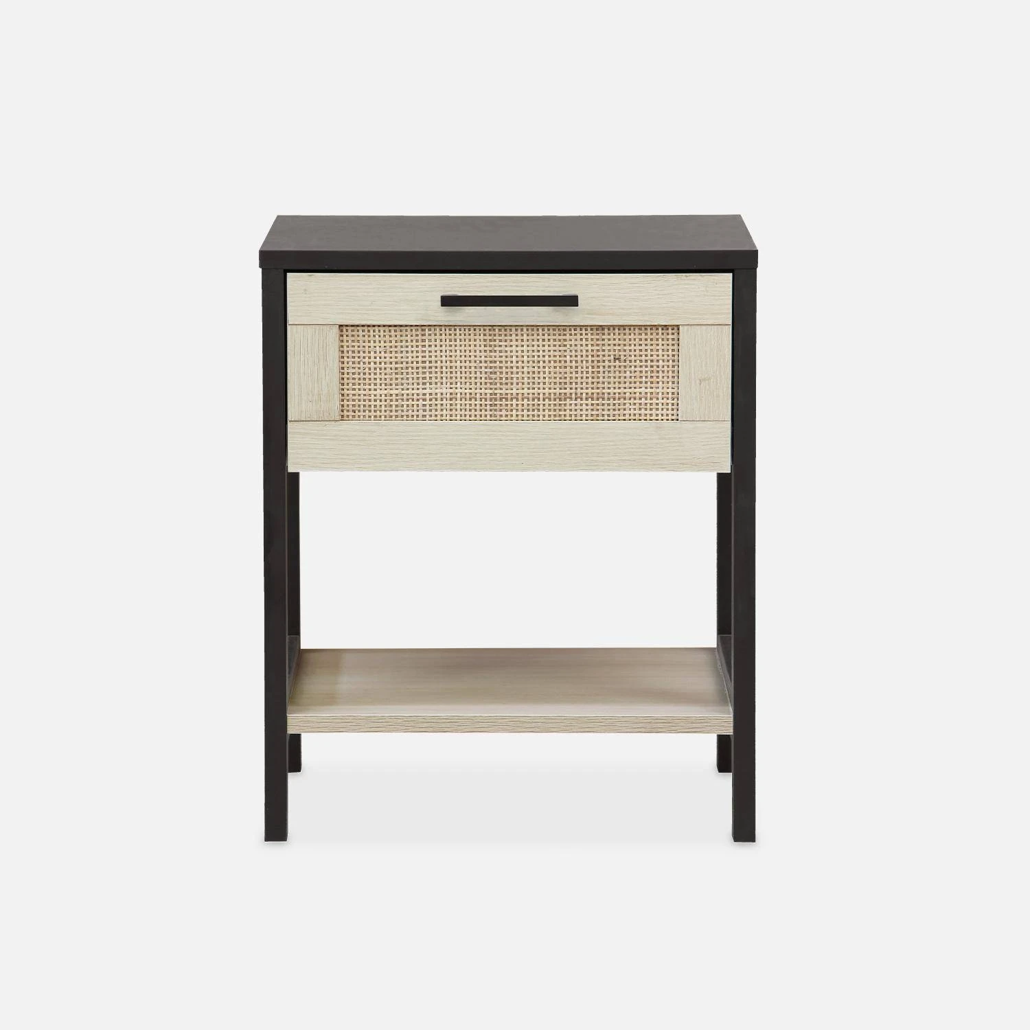 Table De Chevet Scandinave Effet Bois Et Cannage (lot De 2) 3 Table De Chevet Scandinave Effet Bois Et Cannage (lot De 2) – Image 3