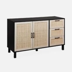 Buffet Scandinave Effet Bois Et Cannage 2 Portes 120 Cm -Mobilier de maison ibcanbuffet c34e121c104a8822910534256947e51d