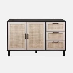 Buffet Scandinave Effet Bois Et Cannage 2 Portes 120 Cm -Mobilier de maison ibcanbuffet c812654171d8f0226d7222e6b96765ae