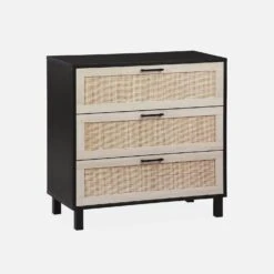 Commode Scandinave Bois Et Cannage 3 Tiroirs -Mobilier de maison ibcanchest3d 152a31d31b07f145f73e0c24d0f99f30