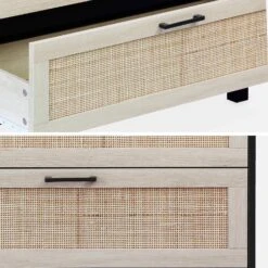 Commode Scandinave Bois Et Cannage 3 Tiroirs -Mobilier de maison ibcanchest3d 8c4d81455c1dbe49fe89d7f3fb19943d