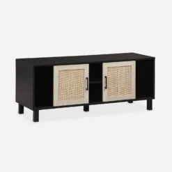 Meuble TV Scandinave Bois Et Cannage 115 Cm -Mobilier de maison ibcantvstand 5f76d89aeecce91628d64a8a35b90ce4