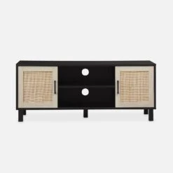 Meuble TV Scandinave Bois Et Cannage 115 Cm -Mobilier de maison ibcantvstand b7260569db7b30ea7353cfe46d7958bc