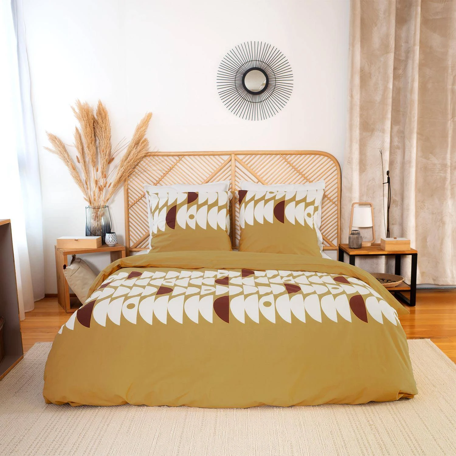 Parure De Lit Réversible 2 Places Imprimé Demi-lunes En Coton Adouci 1 Parure De Lit Réversible 2 Places Imprimé Demi-lunes En Coton Adouci