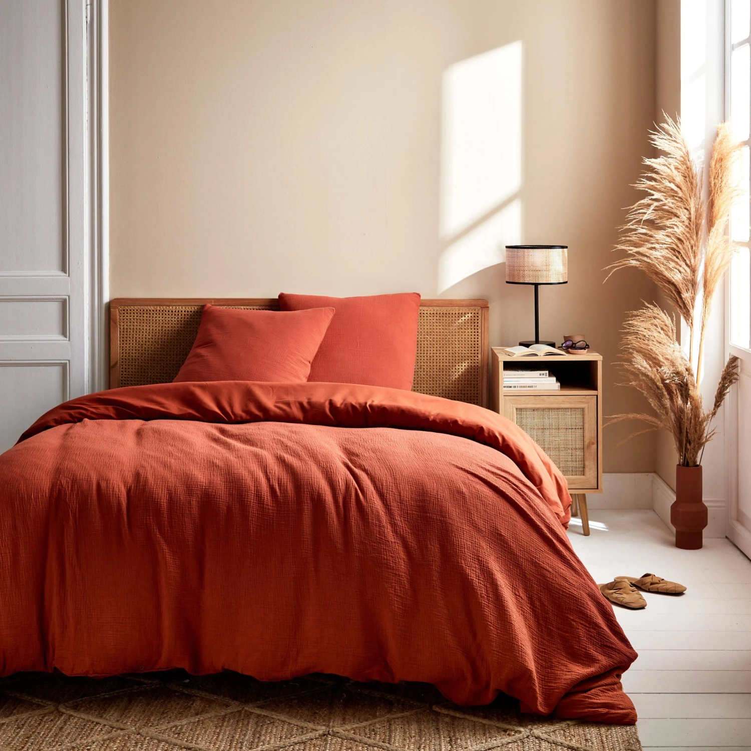 Parure De Lit Gaze De Coton Ocre 1 Parure De Lit Gaze De Coton Ocre