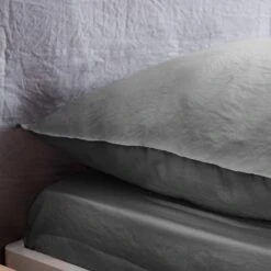 Parure De Lit 2 Places Microfibre Lavée Anthracite -Mobilier de maison ibedpmcl240at 6dd703fa730128dd62f1d81021ff29cc