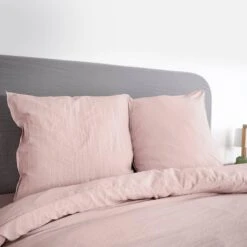 Mobilier de maison 32 Parure De Lit 2 Places Microfibre Lavée Rose Poudré