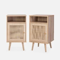 Table De Chevet Scandinave En Cannage (lot De 2) Couleur : Naturel -Mobilier de maison ibobesidex2 e5bca008521248e03ed1ed054e9e5c95