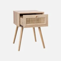 Lot De 2 Tables De Chevet Effet Bois Et Cannage -Mobilier de maison ibobesidrawx2 f4b6af00b8b2e97f2d8a89bbb5cf11d7