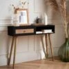 Console Scandinave Effet Bois Et Cannage Couleur : Noir