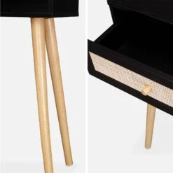 Console Scandinave Effet Bois Et Cannage Couleur : Noir -Mobilier de maison iboconsolebk c83ae39d64bffe134d933c6c9d738674