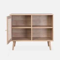 Buffet Scandinave Effet Bois Et Cannage 1 Porte 80 Cm Couleur : Naturel -Mobilier de maison ibosideboardm 22f4e8683d17bcb6a982aa09d047979e