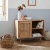 Buffet Scandinave Effet Bois Et Cannage 1 Porte 80 Cm Couleur : Naturel