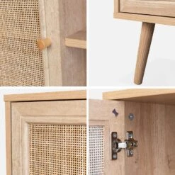 Buffet Scandinave Effet Bois Et Cannage 1 Porte 80 Cm Couleur : Naturel -Mobilier de maison ibosideboardm c0ef56ec4ec1b5f7acdad01cd358d8ab