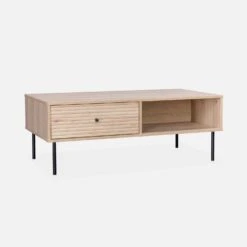 Table Basse Décor Bois Rainuré -Mobilier de maison ibragcoftable 3bf7012631f6c80b92c27326c423ba97