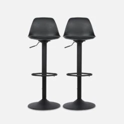 Tabouret Bar Réglables 61,5/83,5cm Simili Cuir (lot De 2) Couleur : Noir -Mobilier de maison ibsajfullbk 253e21f9841d46f7ead00d4dfecd4c3b