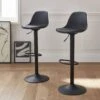 Tabouret Bar Réglables 61,5/83,5cm Simili Cuir (lot De 2) Couleur : Noir