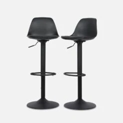 Tabouret Bar Réglables 61,5/83,5cm Simili Cuir (lot De 2) Couleur : Noir -Mobilier de maison ibsajfullbk fadfc6d37a780e0cde363924f1c10a6c