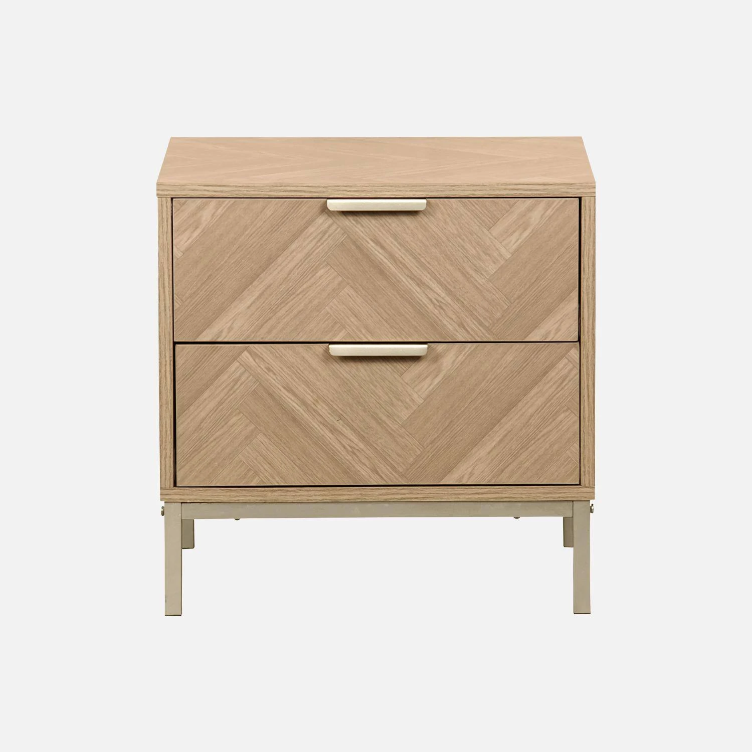 Table De Chevet Effet Bois Décor Chevrons (lot De 2) 4 Table De Chevet Effet Bois Décor Chevrons (lot De 2) – Image 4