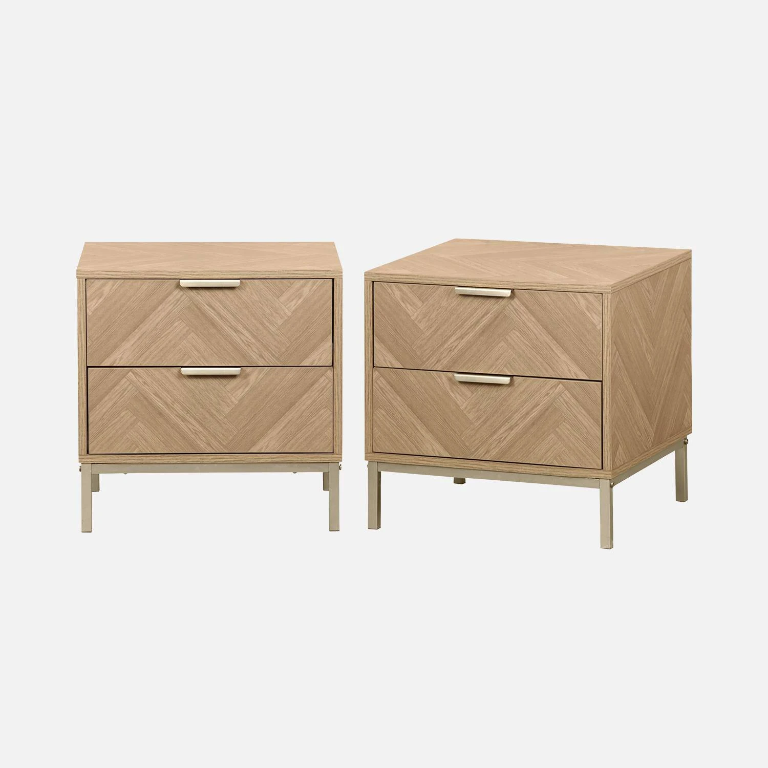 Table De Chevet Effet Bois Décor Chevrons (lot De 2) 7 Table De Chevet Effet Bois Décor Chevrons (lot De 2) – Image 7