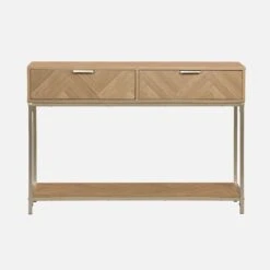 Console Effet Bois Décor Chevrons 2 Tiroirs -Mobilier de maison ibudconsole d1bd3a65d5e2f3bb146060c864e932ae