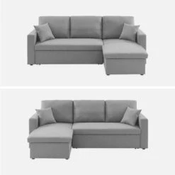 Canapé D'angle Convertible 3 Places Couleur : Gris Clair -Mobilier de maison iccsofalg d09eeb50b99f5fc998a28429a6a6da67
