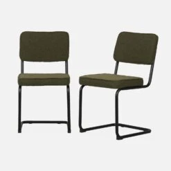 Chaise Cantilever Bouclette Texturée (lot De 2) Couleur : Vert -Mobilier de maison ichrmjbfchgrex2 58e209c29b8f9f484988150432f6f8bc