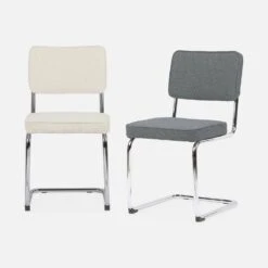 Chaise Cantilever Bouclette Texturée (lot De 2) Couleur : Gris 13 Chaise Cantilever Bouclette Texturée (lot De 2) Couleur : Gris -Mobilier de maison ichrmjchbcgbx2 c7547146d424a3dbc27f334e140a20a9