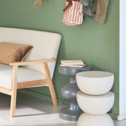 Table D'appoint, Bout De Canapé, Table De Chevet En Métal, Ø32 X H 46.5cm Couleur : Crème -Mobilier de maison icoustbl32ivo 69ffd2d77a62acb2136ad8833ec63464