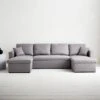 Canapé Panoramique Convertible 4 Places Tissu Couleur : Gris Clair