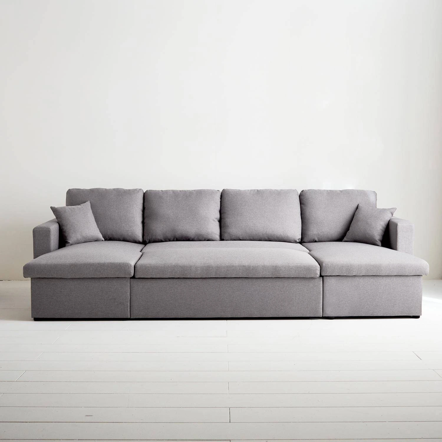 Canapé Panoramique Convertible 4 Places Tissu Couleur : Gris Clair 3 Canapé Panoramique Convertible 4 Places Tissu Couleur : Gris Clair – Image 3