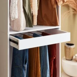 Module Dressing Avec Penderie Et Porte-pantalons Couleur : Blanc -Mobilier de maison idrestrailwh 7f88081e8662ee807294389c655fe3ce