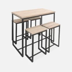 Table Haute Et 4 Tabourets De Bar Acier Et Effet Bois Couleur : Noir 8 Table Haute Et 4 Tabourets De Bar Acier Et Effet Bois Couleur : Noir -Mobilier de maison ids100r4 28c71f699c2aa686b67d472677f477e7