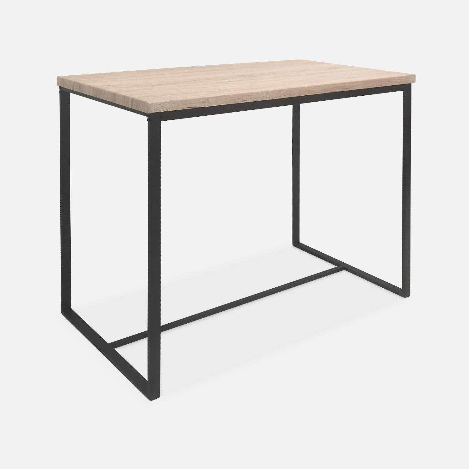 Table Haute Et 4 Tabourets De Bar Acier Et Effet Bois Couleur : Noir 4 Table Haute Et 4 Tabourets De Bar Acier Et Effet Bois Couleur : Noir – Image 4