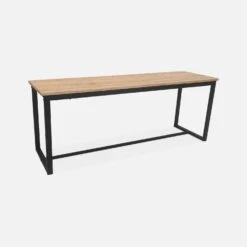 Table Et 2 Bancs Encastrables Acier Et Effet Bois 4 Places Couleur : Noir -Mobilier de maison ids140r4 60ef6cd11d1ee72e952c1615ddaed4b0