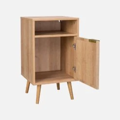 Lot De 2 Tables De Chevet Décor Bois, Cannage Arrondi -Mobilier de maison ievabedsidex2 871ca8924353d0e8a10e816294c79148