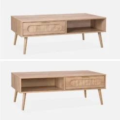 Table Basse Scandinave En Cannage Arrondi, 1 Tiroir -Mobilier de maison ievacoftable 237a8f47848cde3dae870aea8fe584f9