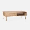 Table Basse Scandinave En Cannage Arrondi, 1 Tiroir