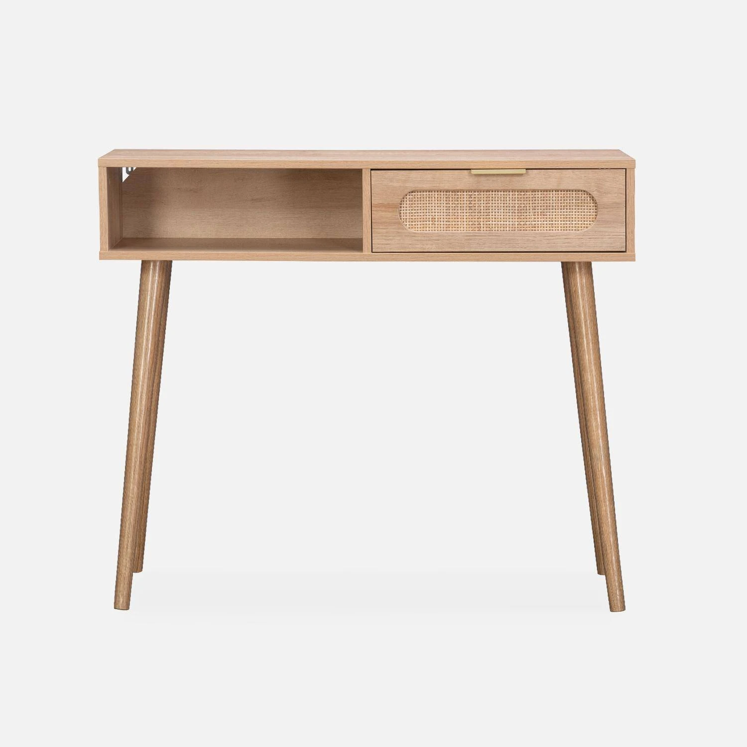Console Scandinave Décor Bois Et Cannage Arrondi 2 Console Scandinave Décor Bois Et Cannage Arrondi – Image 2