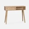 Console Scandinave Décor Bois Et Cannage Arrondi