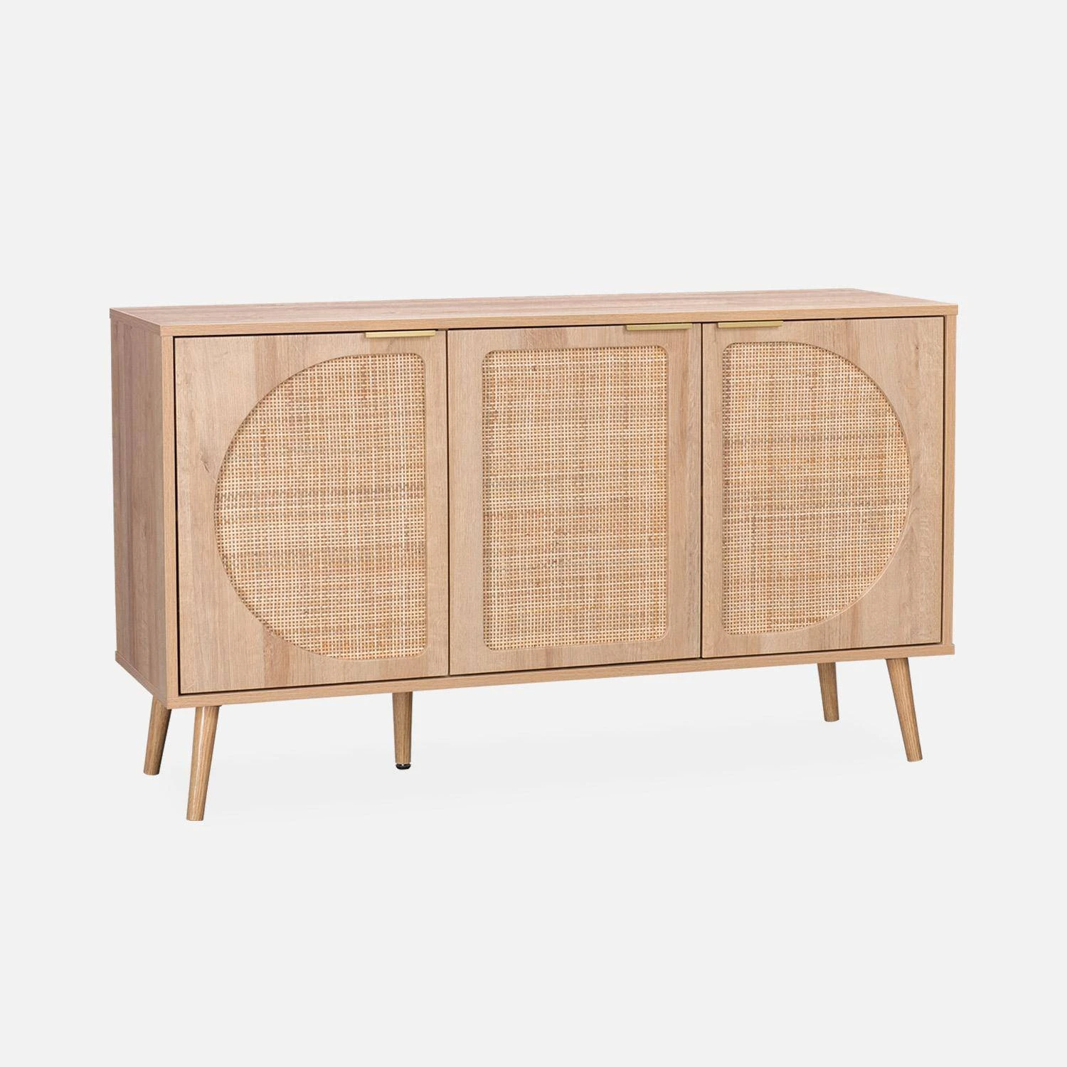 Buffet Scandinave Décor Bois Et Cannage Arrondis 3 Portes 120 Cm 1 Buffet Scandinave Décor Bois Et Cannage Arrondis 3 Portes 120 Cm