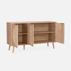 Buffet Scandinave Décor Bois Et Cannage Arrondis 3 Portes 120 Cm 6 Buffet Scandinave Décor Bois Et Cannage Arrondis 3 Portes 120 Cm -Mobilier de maison ievasideboardl a591c3c21d36bb80e40a120779b87a5e
