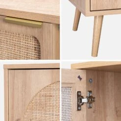 Buffet Scandinave Décor Bois Et Cannage Arrondis 1 Portes 80cm -Mobilier de maison ievasideboardm 556a353fb00d1bf6f97377e16dcf988c