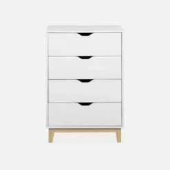 Commode Effet Bois Pieds Bois 4 Tiroirs -Mobilier de maison ifkchest4d 186c0b5c5fed4558cce4319c071490eb