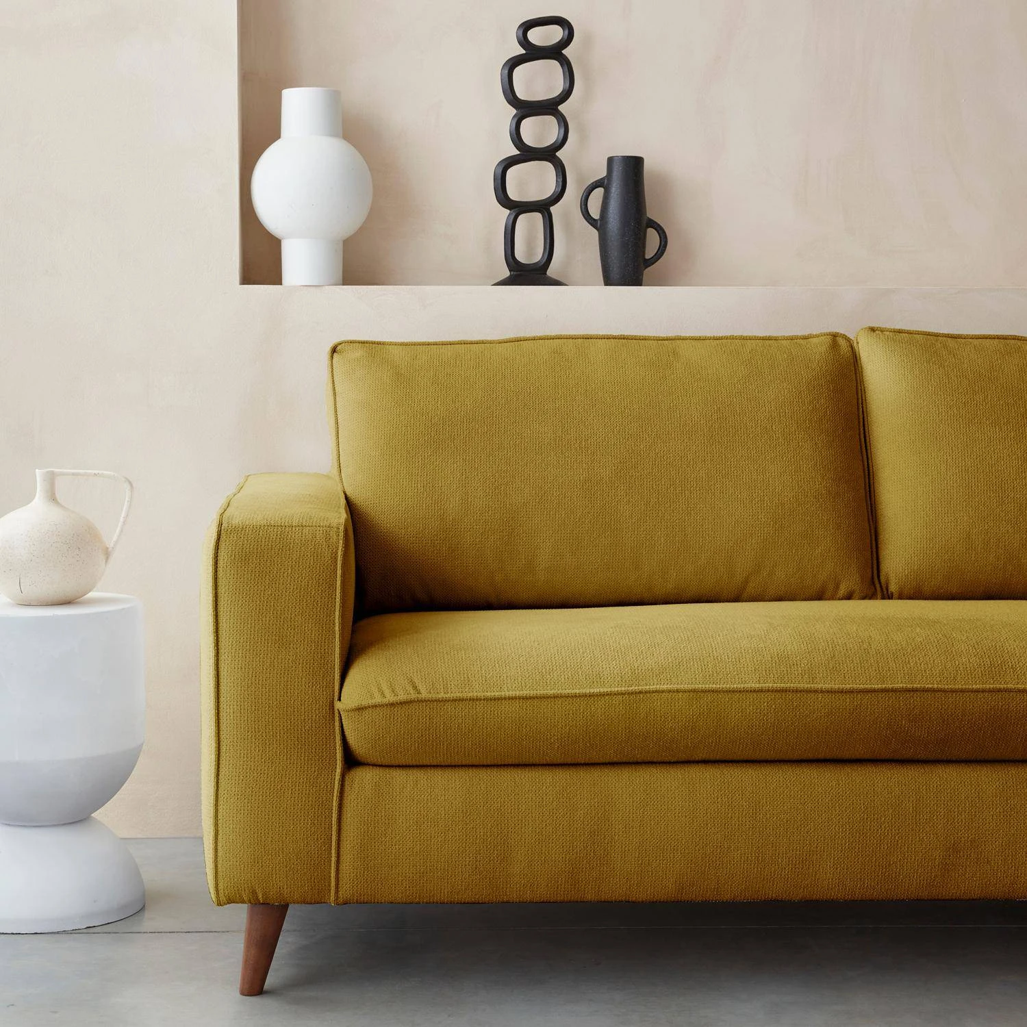 Canapé Lit Convertible 3 Places Avec Matelas 12cm - Fabriqué En France Couleur : Moutarde 4 Canapé Lit Convertible 3 Places Avec Matelas 12cm - Fabriqué En France Couleur : Moutarde – Image 4